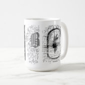 ヴィンテージABCドロップキャップレタリングタイポグラフィ コーヒーマグカップ (正面右)