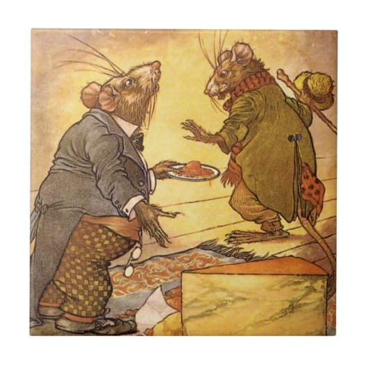 ヴィンテージAeop's Fable, Country Mouse, City Mouse タイル (正面)
