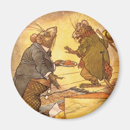 ヴィンテージAeop's Fable, Country Mouse, City Mouse マグネット (正面)