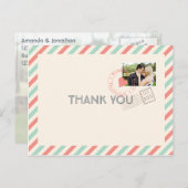 ヴィンテージAirmail結婚の感謝状と写真 ポストカード (正面/裏面)