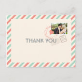 ヴィンテージAirmail結婚の感謝状と写真 ポストカード (正面)
