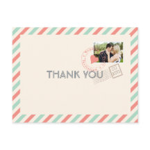 ヴィンテージAirmail結婚の感謝状と写真