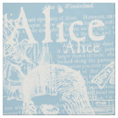 ヴィンテージAliceコラージュ青と白 ファブリック (見本)