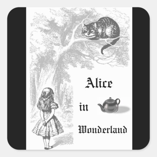 ヴィンテージAlice in Wonderlandテーマのパーティーシール スクエアシール (正面)