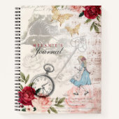 ヴィンテージAlice In Wonderland Decompageコラージュ注 ノートブック (正面)