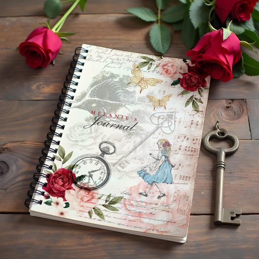 ヴィンテージAlice In Wonderland Decompageコラージュ注 ノートブック