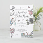 ヴィンテージAlice In Wonderland Storybook赤ちゃんシャワー 招待状 (スタンド正面)