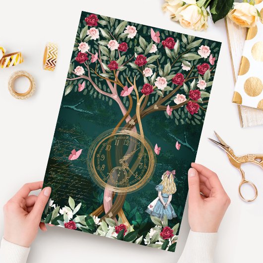 ヴィンテージAlice In Wonderland Twisted Tree Decompage 薄葉紙