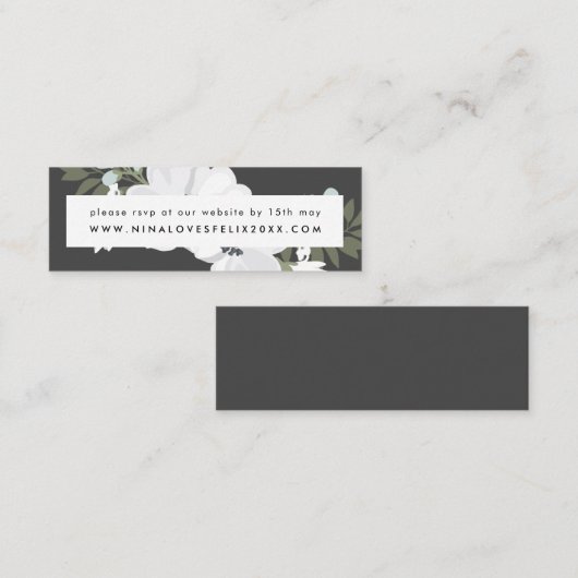 ヴィンテージAnemone結婚のWebサイトRSVPカード スキニー名刺 (正面/裏面)