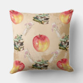 ヴィンテージApple & Book Pattern – コージーな秋Vibe クッション (裏面)