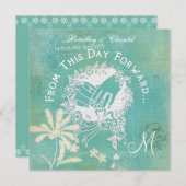ヴィンテージAqua From This Day Forward Weding Invite 招待状 (正面/裏面)