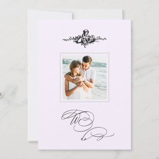 *~*ヴィンテージAR6 Cherub写真QR RSVP 結婚 招待状 (正面)