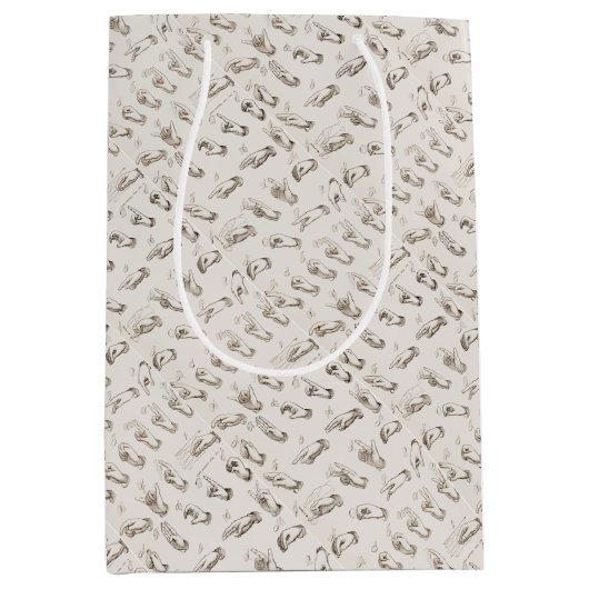 ヴィンテージASLサイン言語クリスマスプレゼント ミディアムペーパーバッグ (正面)