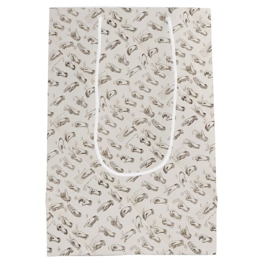 ヴィンテージASLサイン言語クリスマスプレゼント ミディアムペーパーバッグ (裏面)