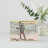 ヴィンテージAustralian Postman Delivering Mail on Skis ポストカード (スタンド正面)