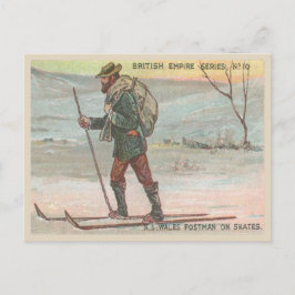 ヴィンテージAustralian Postman Delivering Mail on Skis ポストカード