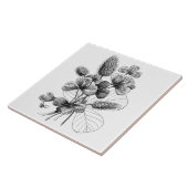 ヴィンテージB&Wのクローバーの花束 タイル (側面)