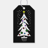 ヴィンテージB/Wクリスマスツリー調整 ギフトタグ (正面)