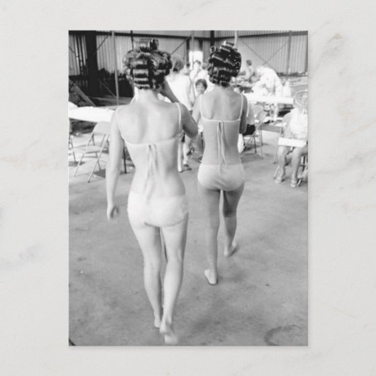 ヴィンテージB&Wフォトフロリダビキニガールズ ポストカード (正面)