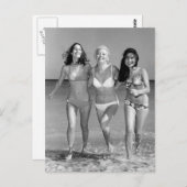 ヴィンテージB&Wフォトフロリダビキニガールズ ポストカード (正面/裏面)