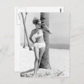 ヴィンテージB&Wフォトフロリダビキニガール ポストカード (正面/裏面)