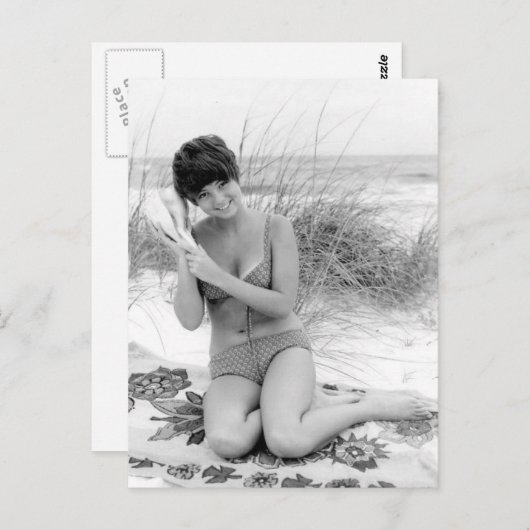 ヴィンテージB&Wフォトフロリダビキニガール ポストカード (正面/裏面)