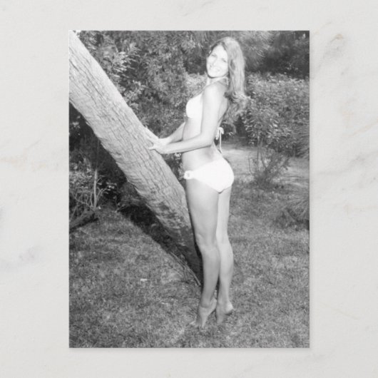ヴィンテージB&Wフォトフロリダビキニガール ポストカード (正面)