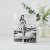 ヴィンテージB&Wフォトフロリダビキニガール ポストカード (スタンド正面)