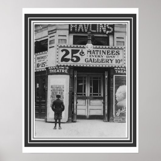ヴィンテージB&W映画館ポスター16 x 20 ポスター (正面)