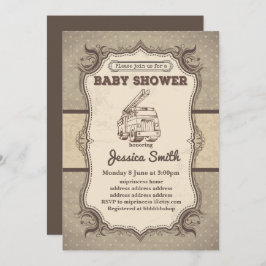 ヴィンテージBABY SHOWER招待 – トイ消防車 招待状