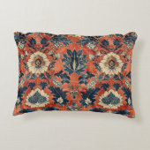 ヴィンテージBarkclothデザイン（赤い背景） アクセントクッション (裏面)