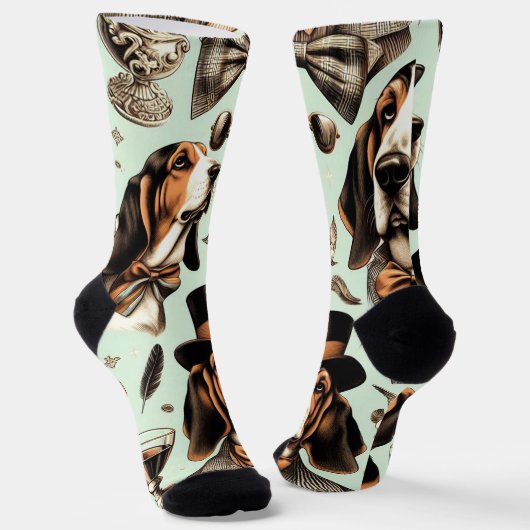 ヴィンテージBassetハウンドシームレス ソックス (傾斜あり)