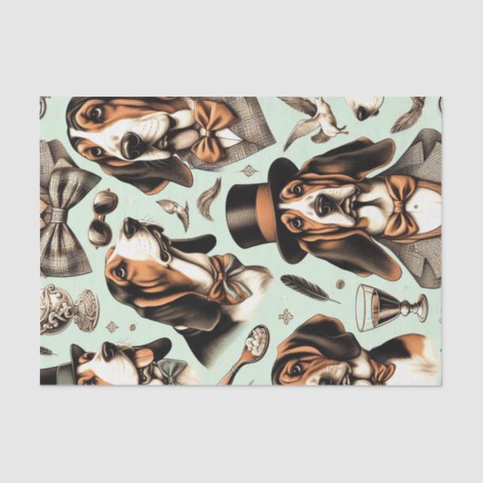 ヴィンテージBassetハウンドシームレス 薄葉紙 (正面)