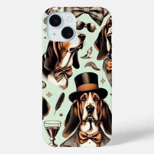 ヴィンテージBassetハウンドシームレス Case-Mate iPhoneケース (裏面)