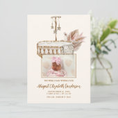 ヴィンテージBassinet写真誕生のお知らせ 招待状 (スタンド正面)