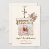 ヴィンテージBassinet写真誕生のお知らせ 招待状 (正面/裏面)