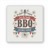 ヴィンテージBBQステッカー–7月4日ピクニックレトロスタイル シール (正面)