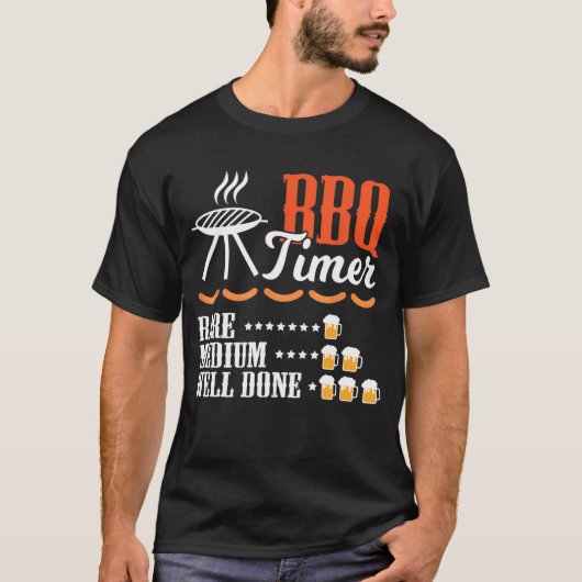 ヴィンテージBBQタイマービール飲み焼おもしろいき Tシャツ (正面)