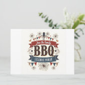 ヴィンテージBBQピクニック招待状 – 愛国的な7月4日 招待状 (スタンド正面)