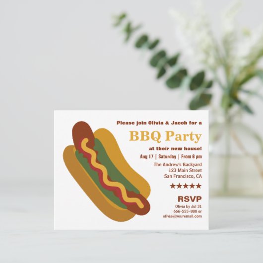 ヴィンテージBBQホットドッグソーセージ引っ越し祝いパーティーパーティー 招待状 (スタンド正面)