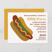 ヴィンテージBBQホットドッグソーセージ引っ越し祝いパーティーパーティー 招待状 (正面/裏面)