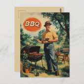 ヴィンテージBBQ喜び：クラシックBackyard Cookout Scen ポストカード (正面/裏面)