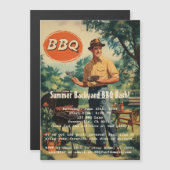 ヴィンテージBBQ喜び：クラシックBackyard Cookout Scen マグネット招待状 (正面/裏面)