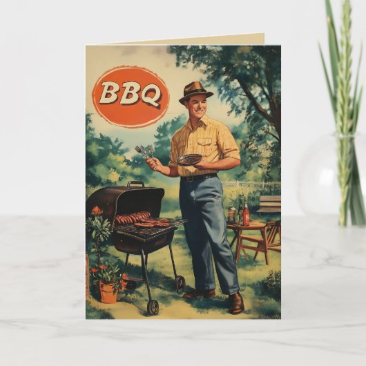 ヴィンテージBBQ喜び：クラシックBackyard Cookout Scen 招待状 (正面)