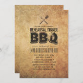 ヴィンテージBBQ結婚のリハーサルディナー 招待状 (正面/裏面)