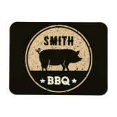 ヴィンテージBBQ 黒茶色の豚ロゴ ディストressed マグネット (横)