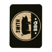 ヴィンテージBBQ 黒茶色の豚ロゴ ディストressed マグネット (縦)