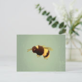 ヴィンテージBee On Green背景パターン ポストカード (スタンド正面)