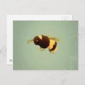ヴィンテージBee On Green背景パターン ポストカード (正面/裏面)