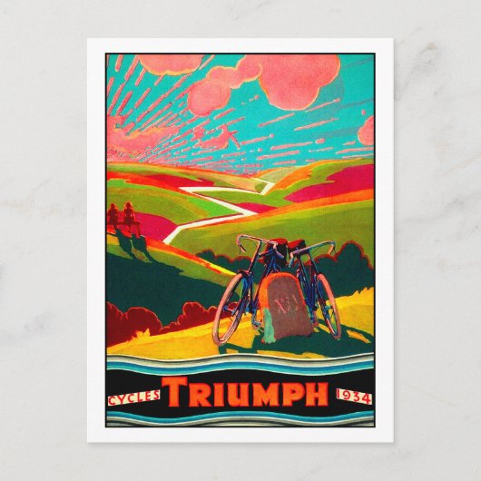 ヴィンテージBicycle Ad - Bike on Hillside ポストカード (正面)